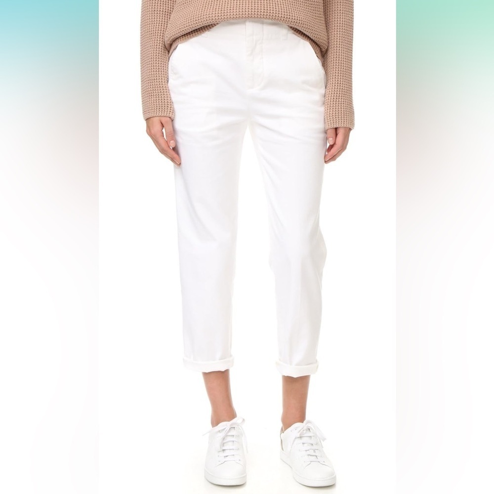 Vince Cotton Cuffed Chino Pants White Business Casual Women’s 4
